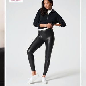 Spanx black faux leather leggings small